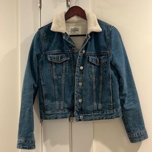 Zara TRF Shearling Collar Denim Jacket